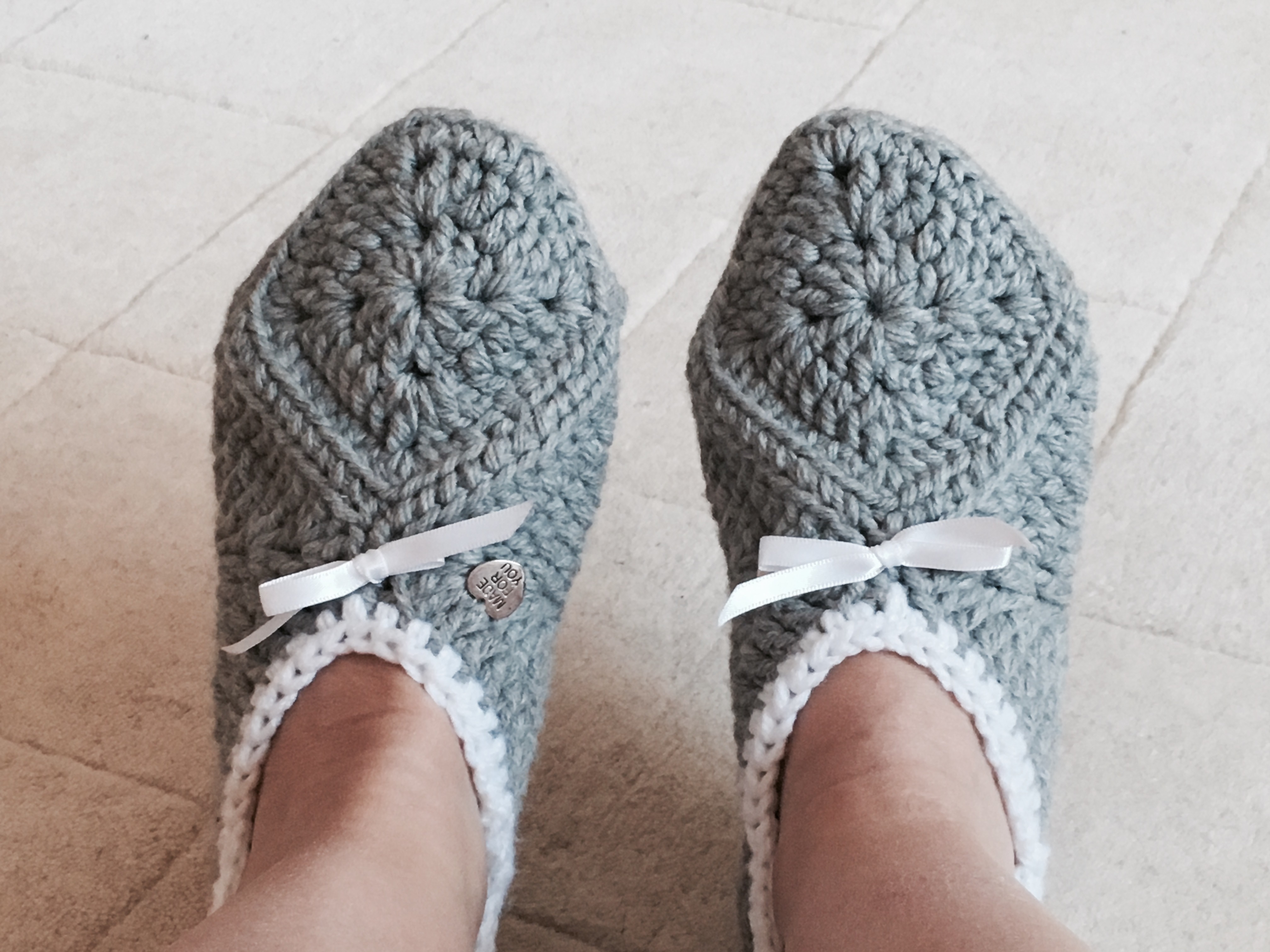 Crocheted handmade soft warm slippers, diy